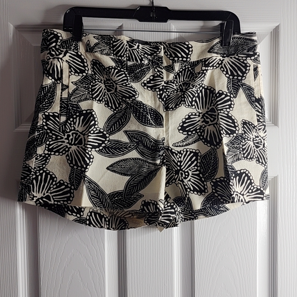 J. Crew Black Floral High Waist Shorts